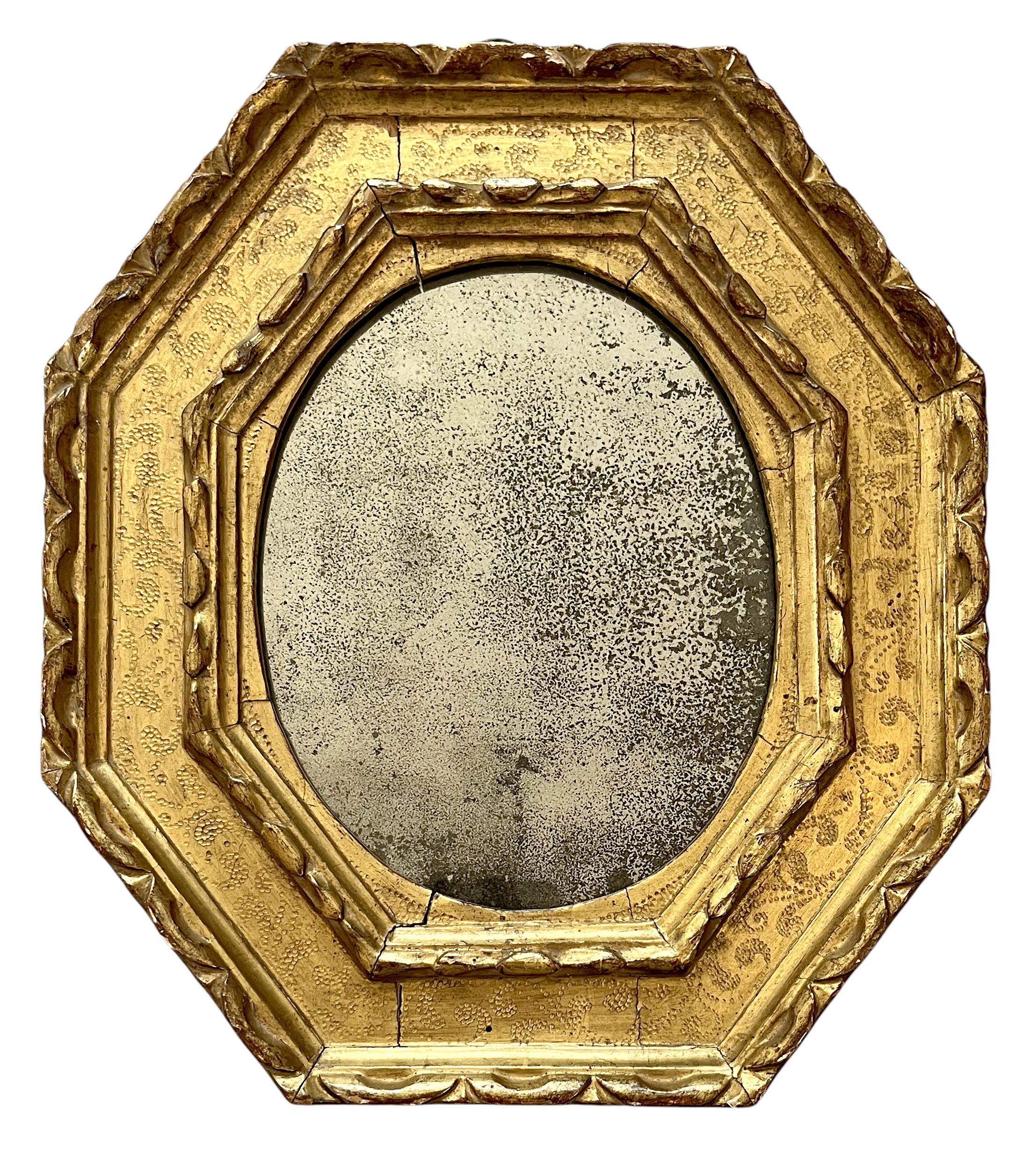 Cadre octogonal italien XVIIe avec glace — 17 x 13 cm — Réf. PC0323M2