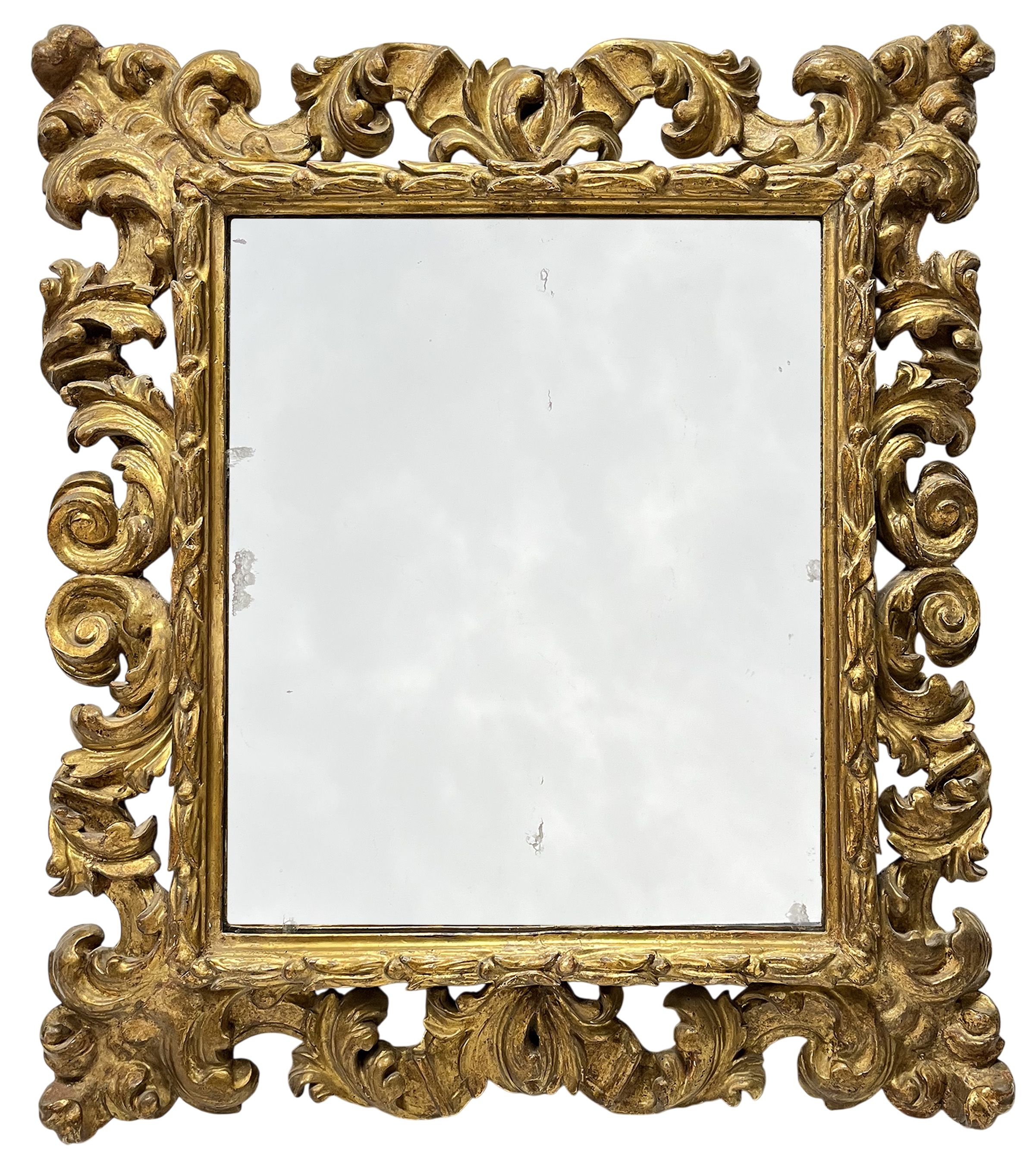 Cadre baroque italien XVIIe et glace au mercure — 59,3 x 50,7 cm — Réf. PC0075M1