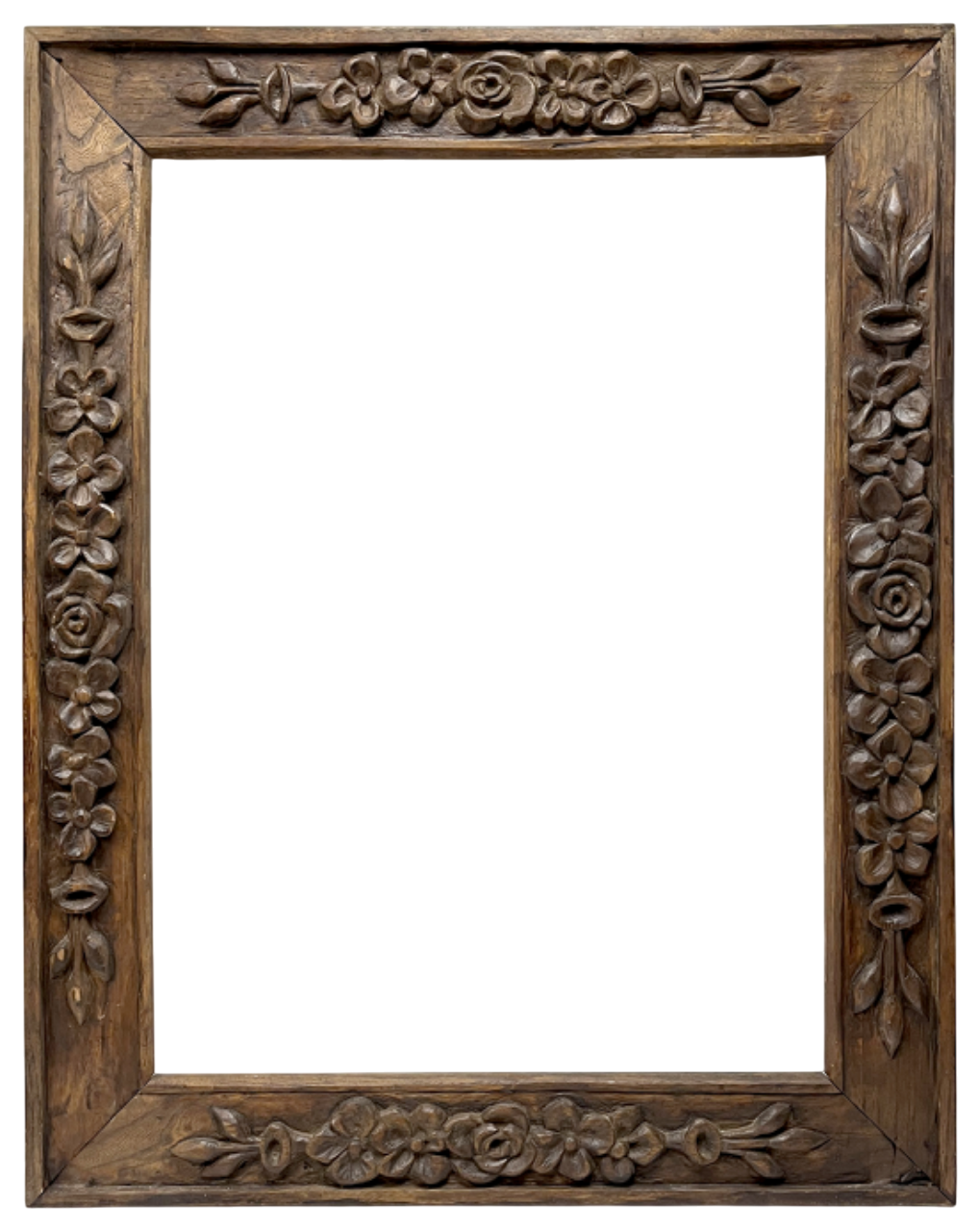 Cadre en bois sculpté de fleurs en semis — 75 x 55.4 cm — Ref. PC0133M1