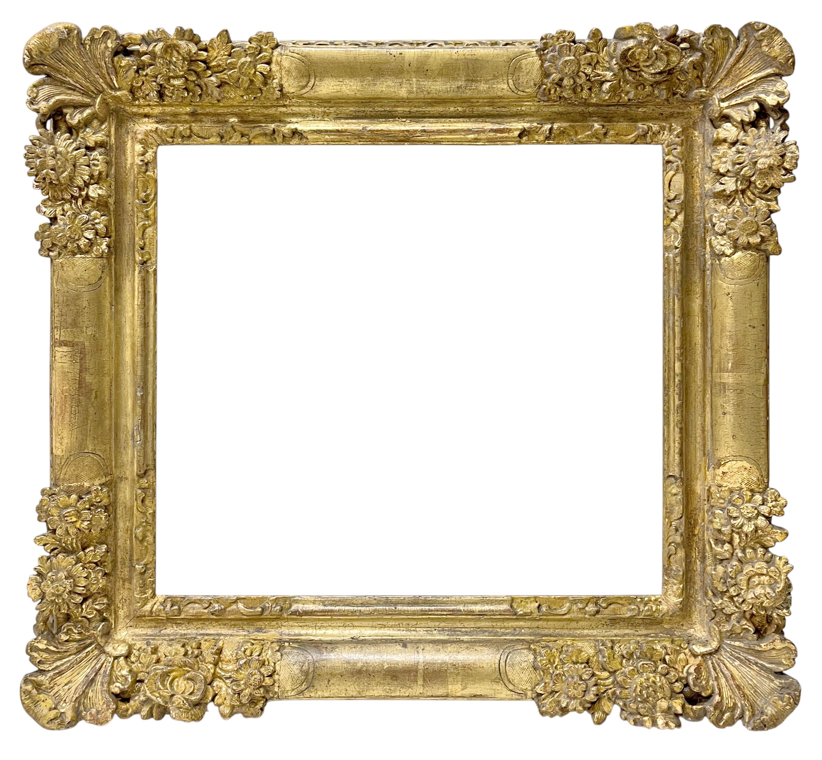 Cadre à coins fleuris d'époque Louis XIV — 35,8 x 39,2 cm — Réf. PC0366M2 (Paire PC0367M2)