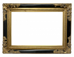 Cadre noir et or à coins fleuris — 59,5 x 89,5 cm — Ref. 2200