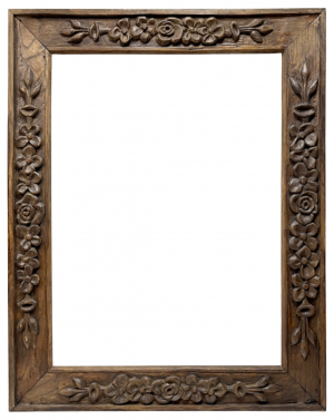Cadre en bois sculpté de fleurs en semis — 75 x 55.4 cm — Ref. PC0133M1