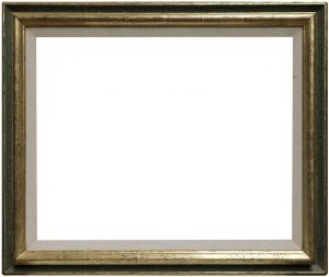 Cadre en bois mouluré doré et vert- 54,7 x 44,6 cm- REF-1061